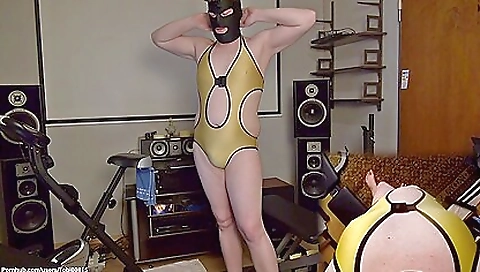 Amateur big cock fetish solo male in a swimsuit and lingerie