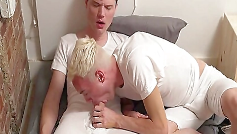 Blonde brunette creampie with deepthroat and handjob