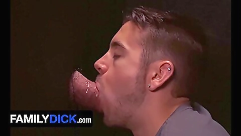 Naughty young babe in sexy gloryhole sucks and fucks a dude