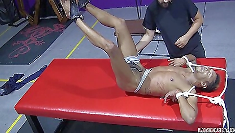 Tattooed guy uses finger sucking to finger cock and fuck